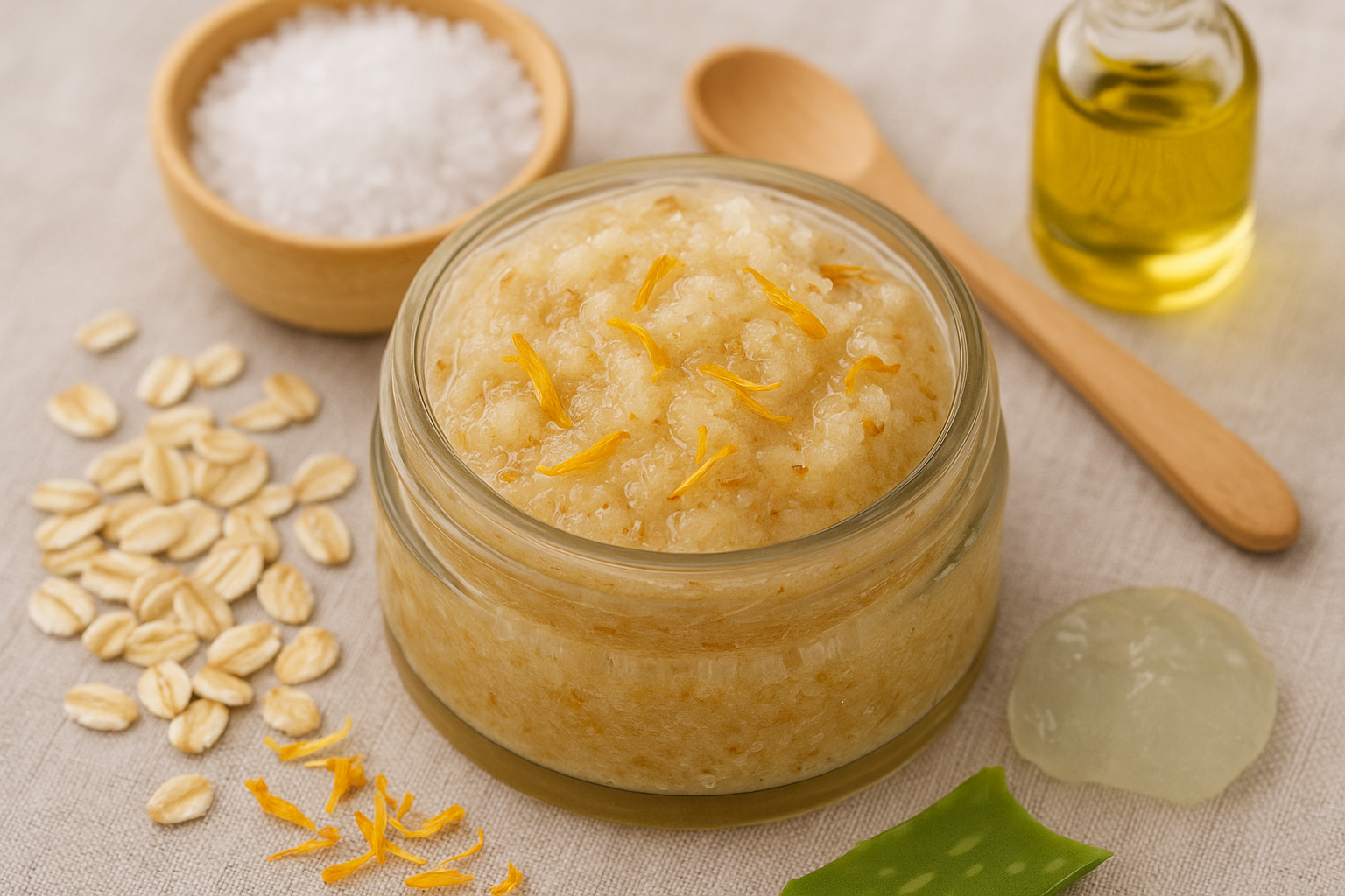 Image recette Gommage Corps Hydratant à la Fleur de Sel et Lait d'Avoine
