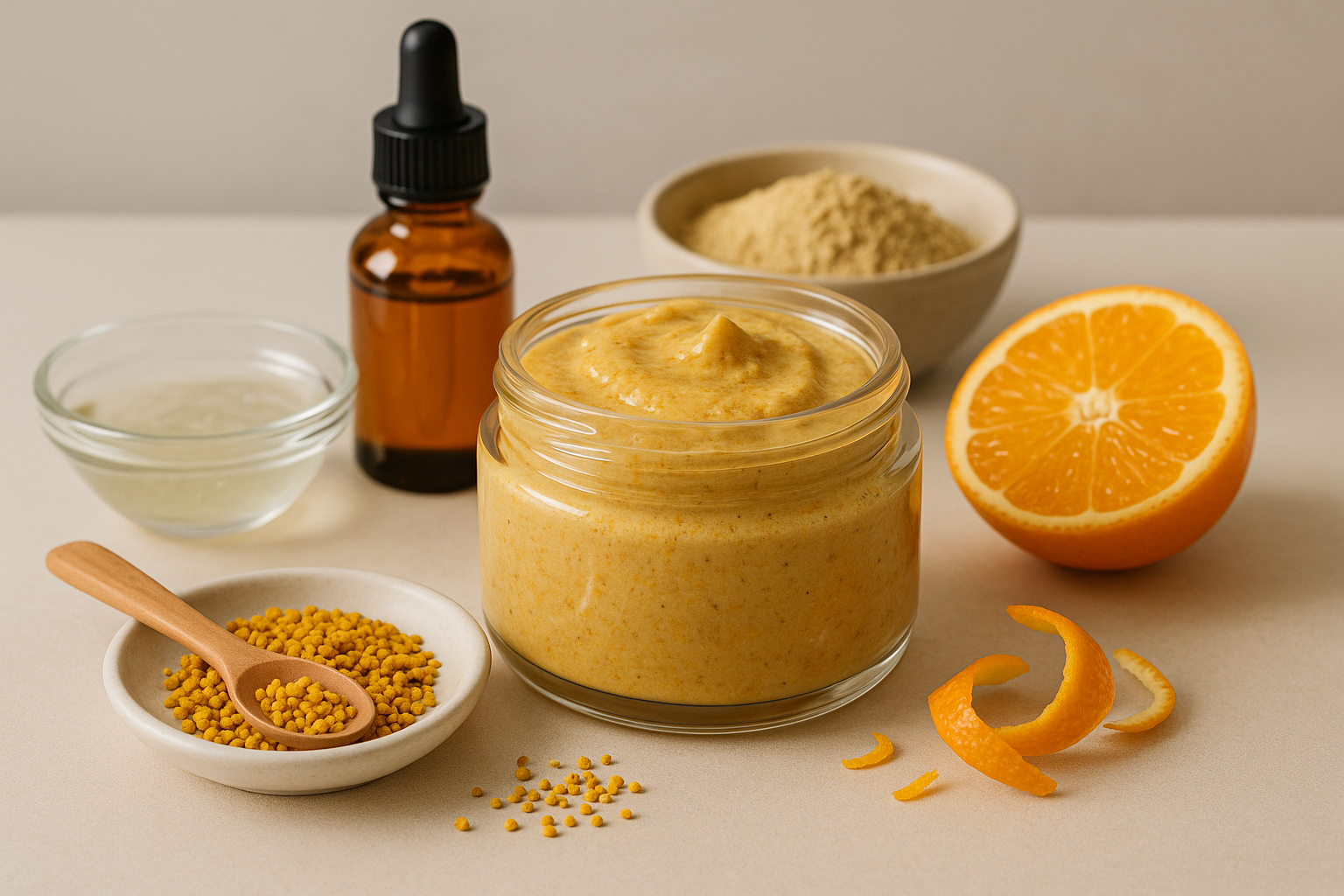 Image recette Nettoyant et Exfoliant Visage DIY au Pollen et à la Mandarine