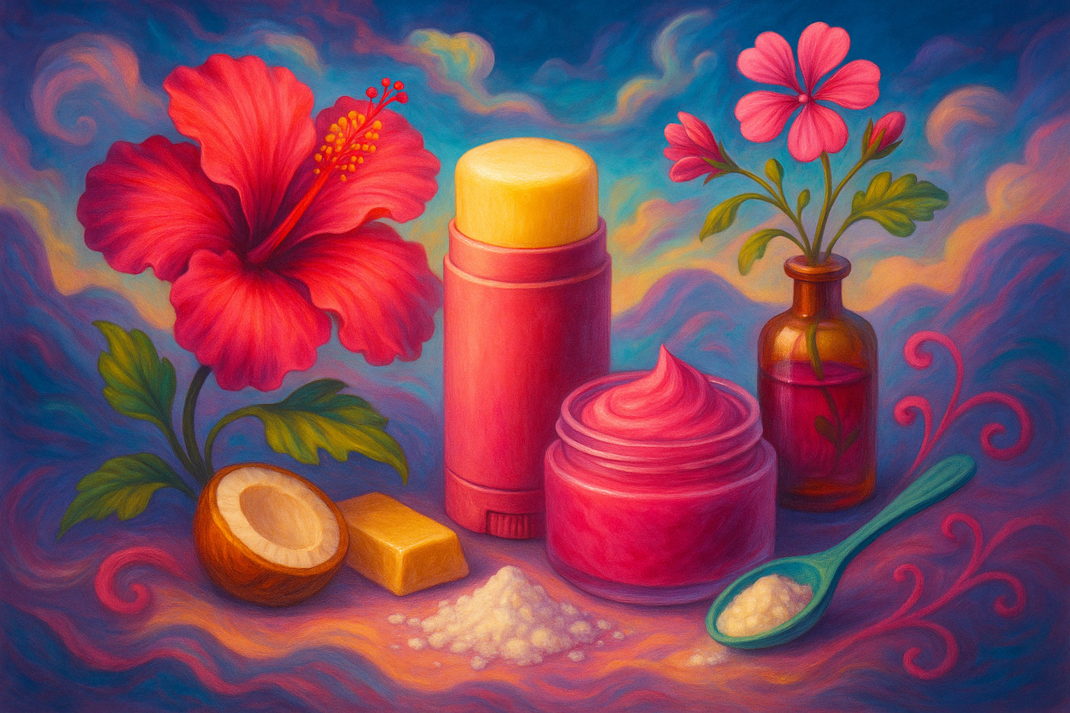 Image recette Déodorant Maison Floral à la Poudre d'Hibiscus et Huile Essentielle de Géranium