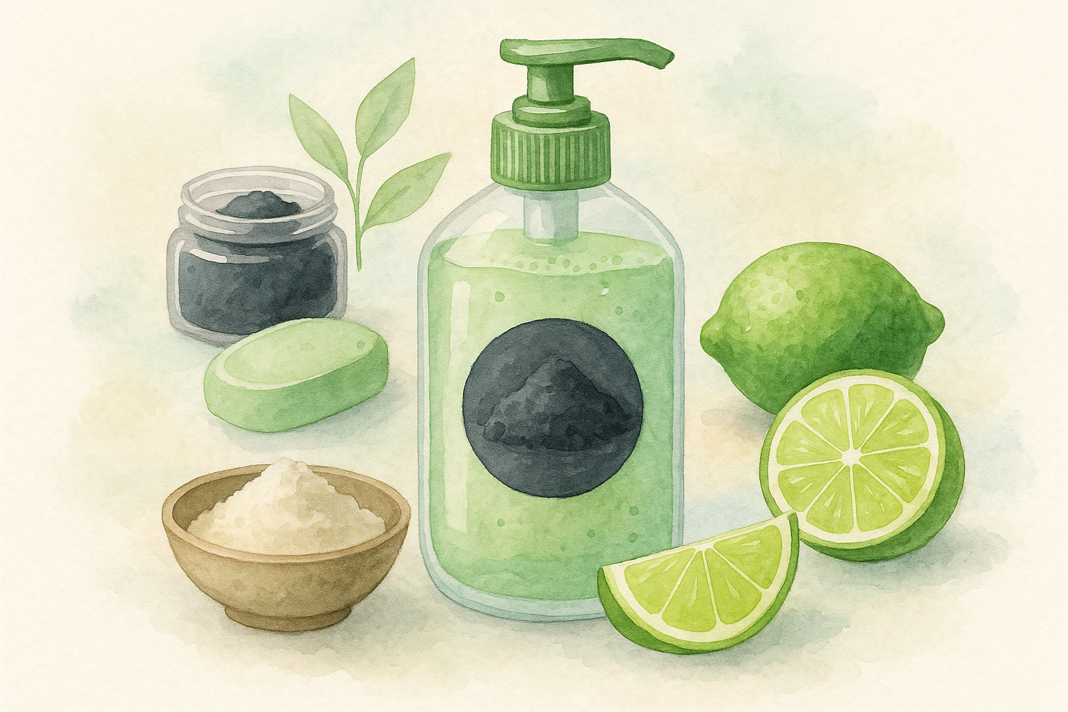 Image recette Liquide Vaisselle Maison Purifiant au Charbon Actif et Citron Vert