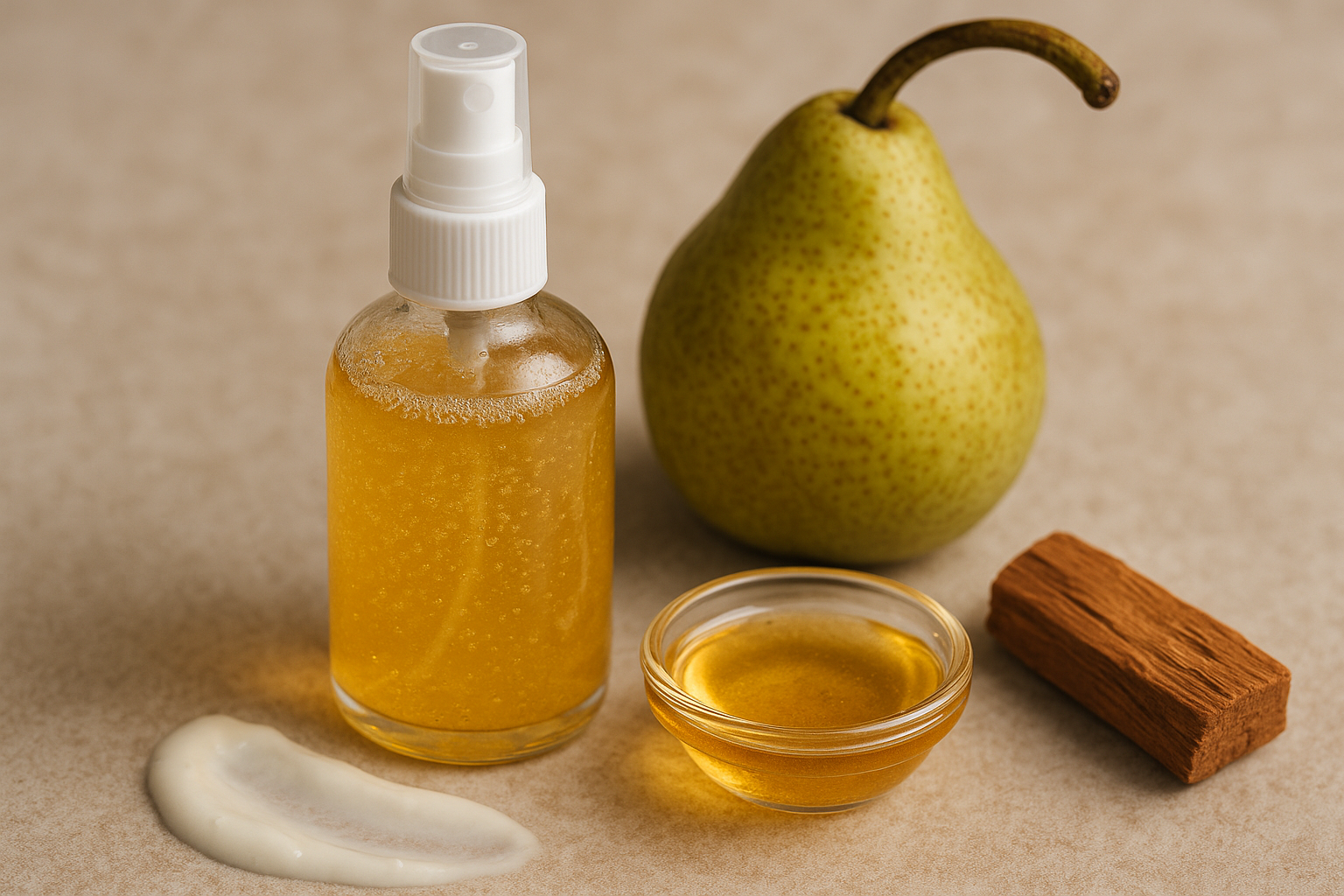 Image recette Spray Corporel Velouté à la Poire, Santal et Miel d’Acacia
