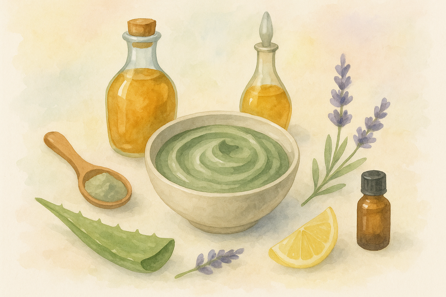 Image recette Masque Capillaire Anti-Pollution à l’Argile Verte, Vinaigre de Cidre et Huile de Noisette