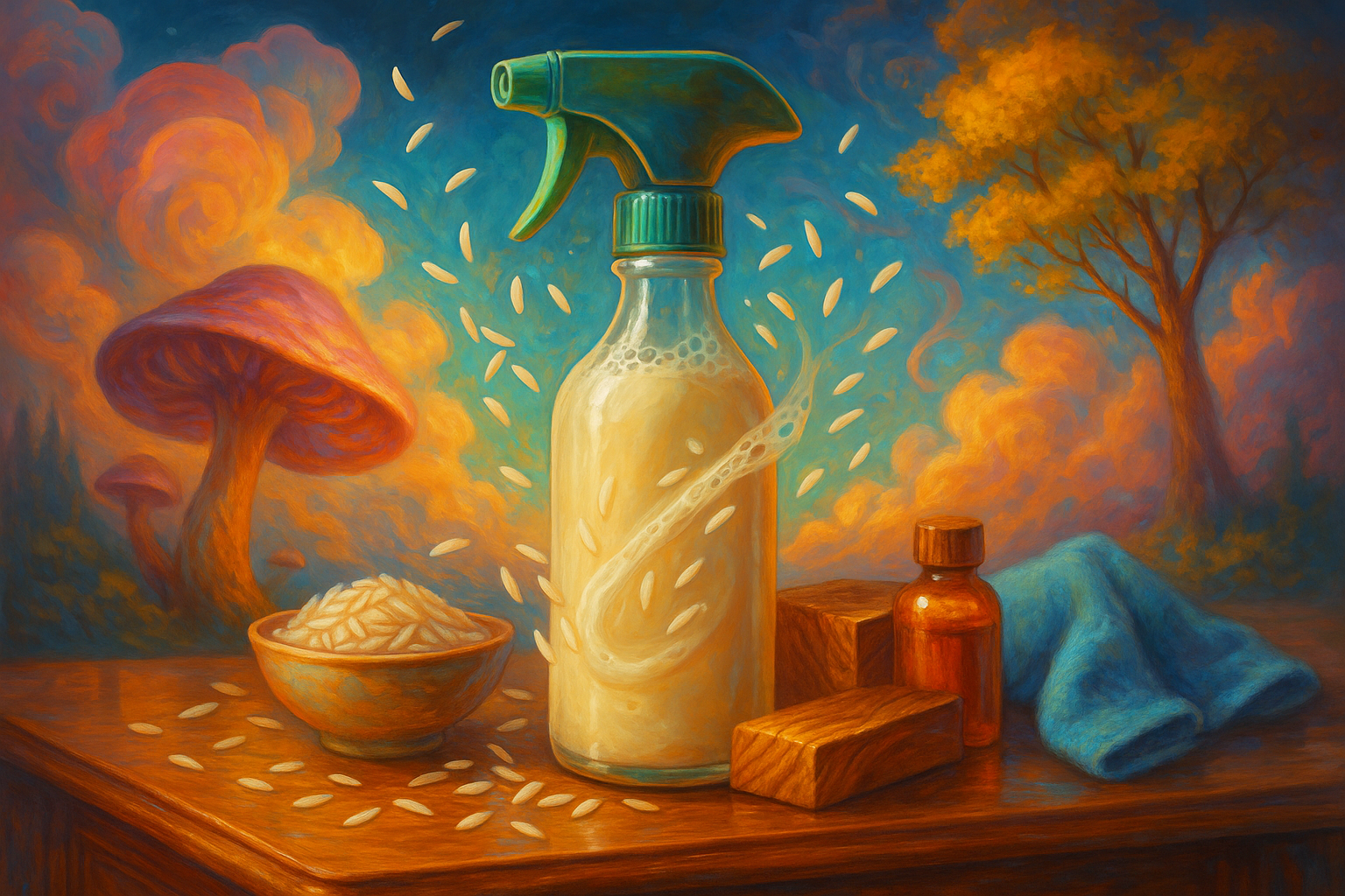Image recette Nettoyant Meuble Maison au Lait de Riz et Bois de Santal