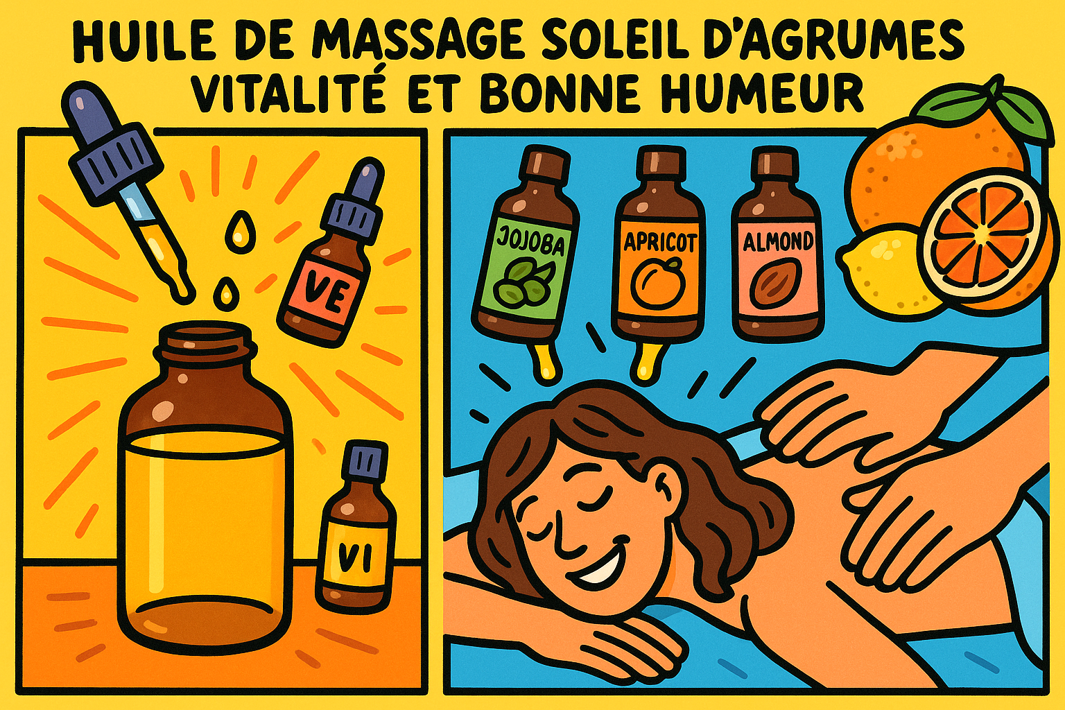 Image recette Huile de Massage Soleil d'Agrumes : Vitalité et Bonne Humeur