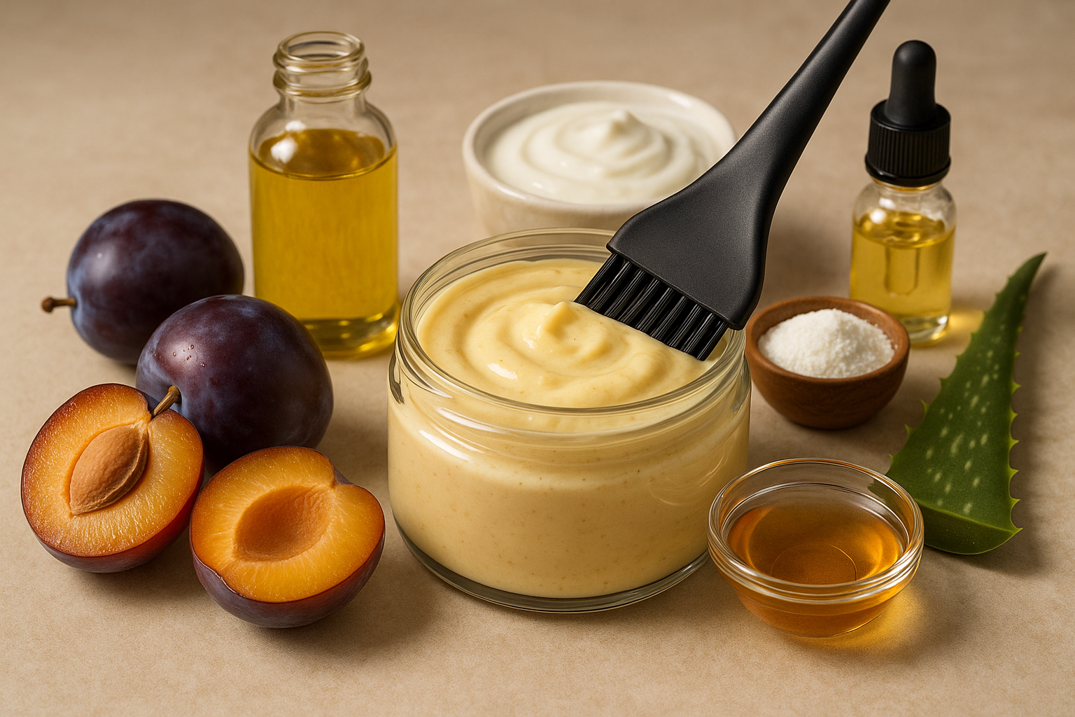 Image recette Masque Capillaire Réparateur à la Prune et à la Protéine de Soie pour Cheveux Abîmés