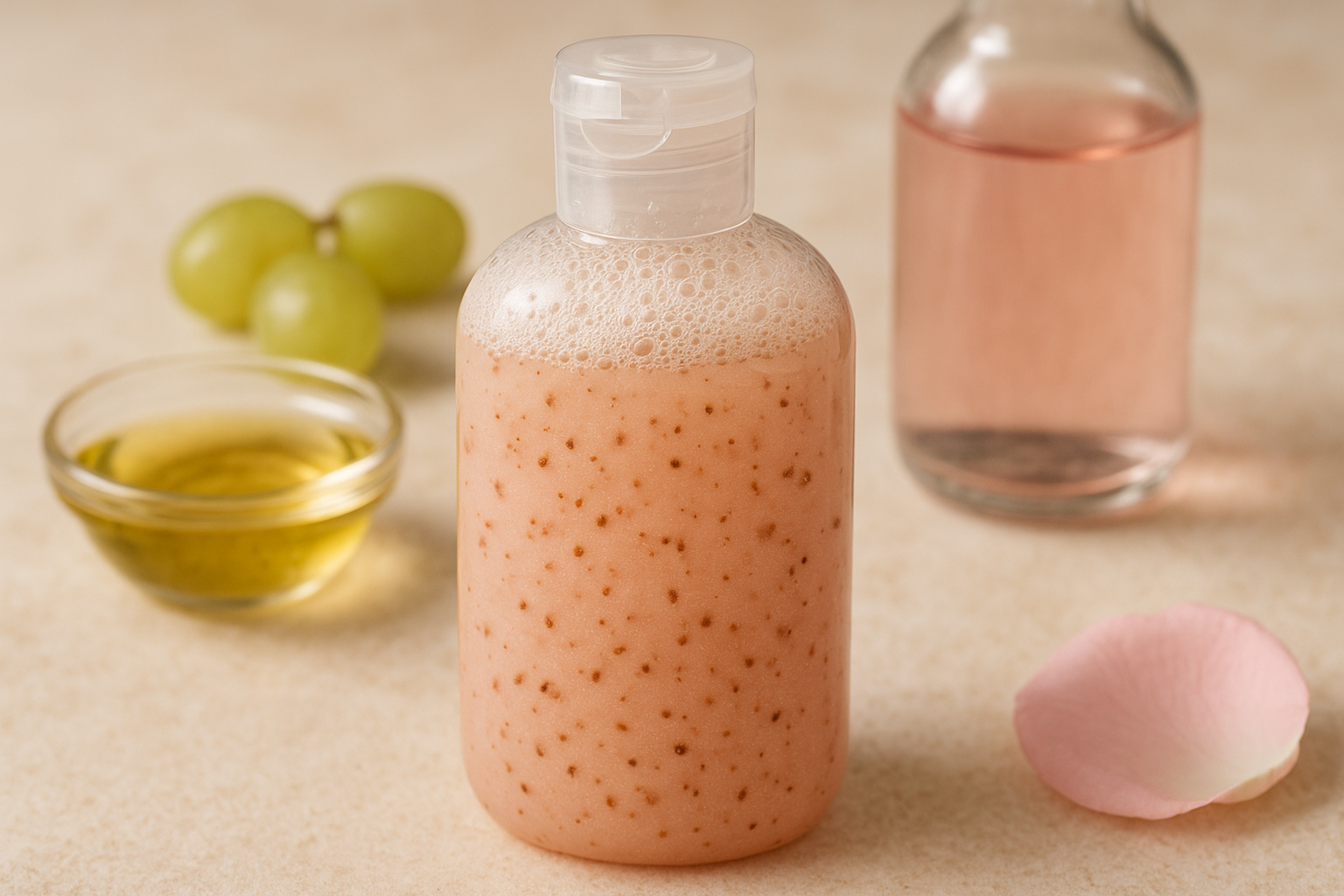 Image recette Gel Douche Maison Relaxant aux Pépins de Raisin et Eau de Rose