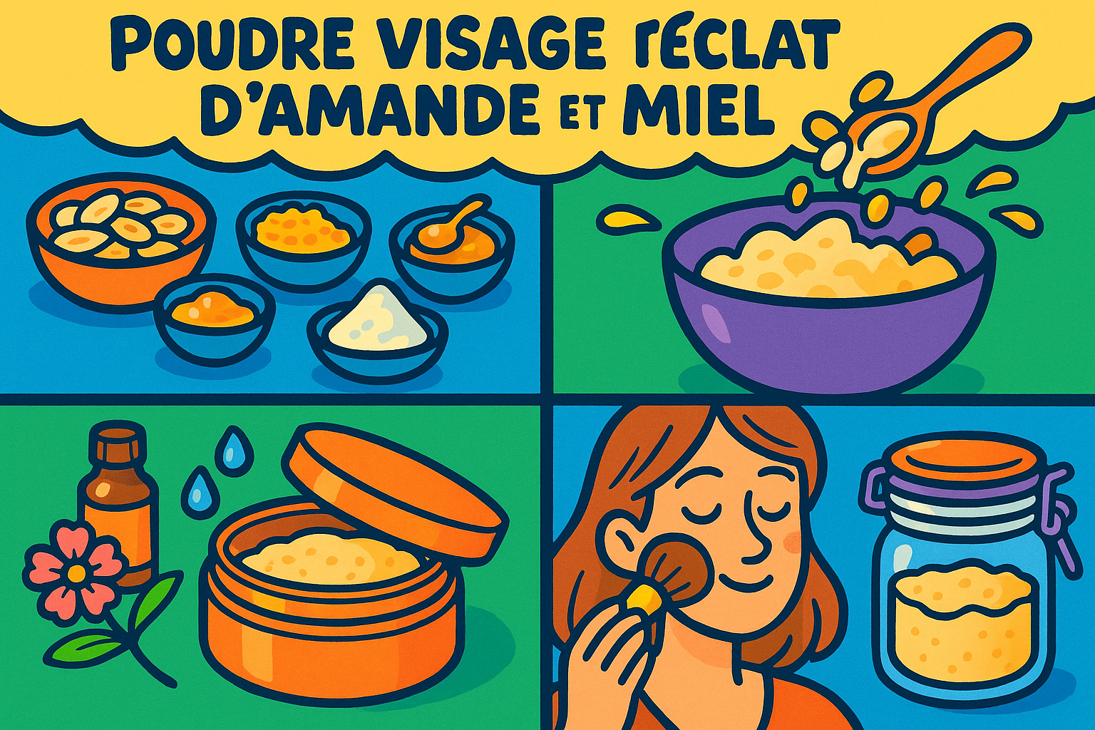 Image recette Poudre Visage "Éclat d'Amande et Miel" Recette Maison pour Teint Radieux