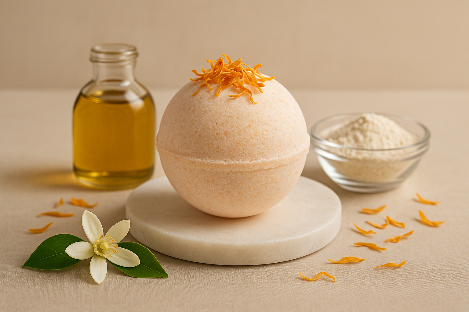 Image recette Bombe de Bain Douceur à la Fleur d'Oranger et Lait d'Avoine