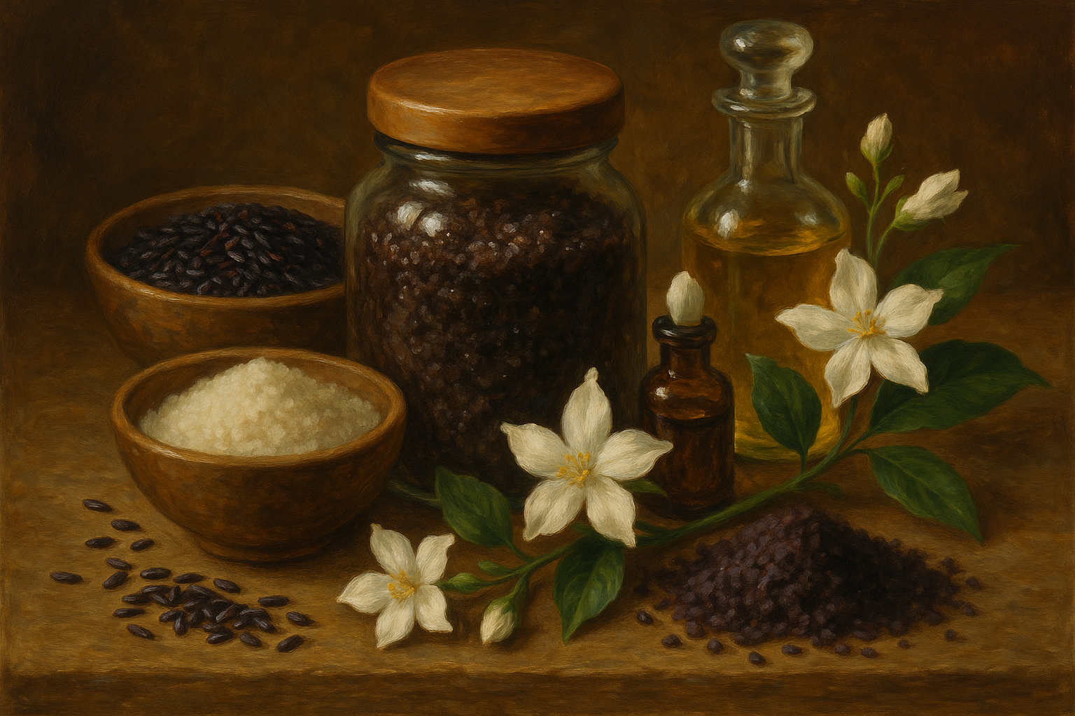 Image recette Exfoliant Corps Éclat Jasmin & Riz Noir