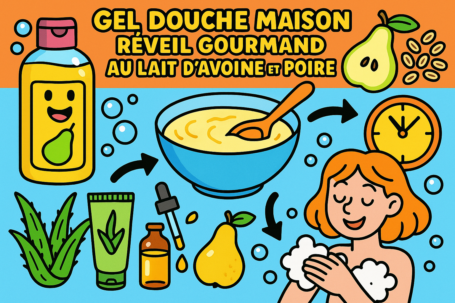 Image recette Gel Douche Maison Réveil Gourmand au Lait d'Avoine et Poire