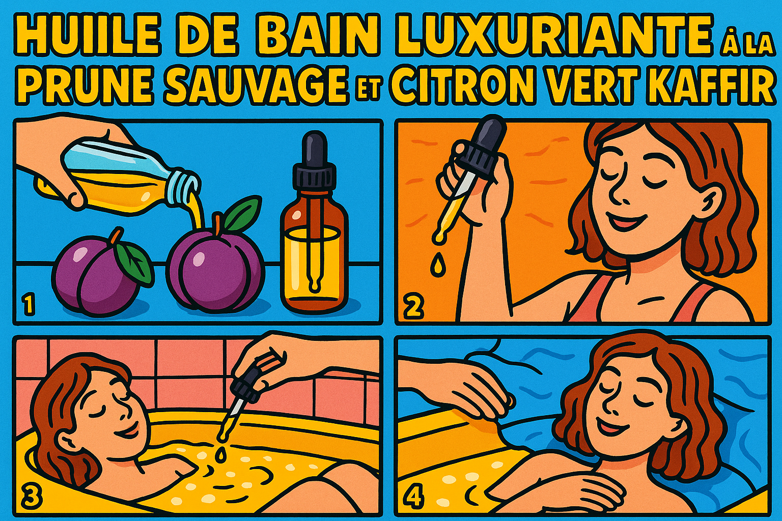 Image recette Huile de Bain Luxuriante à la Prune Sauvage et Citron Vert Kaf...