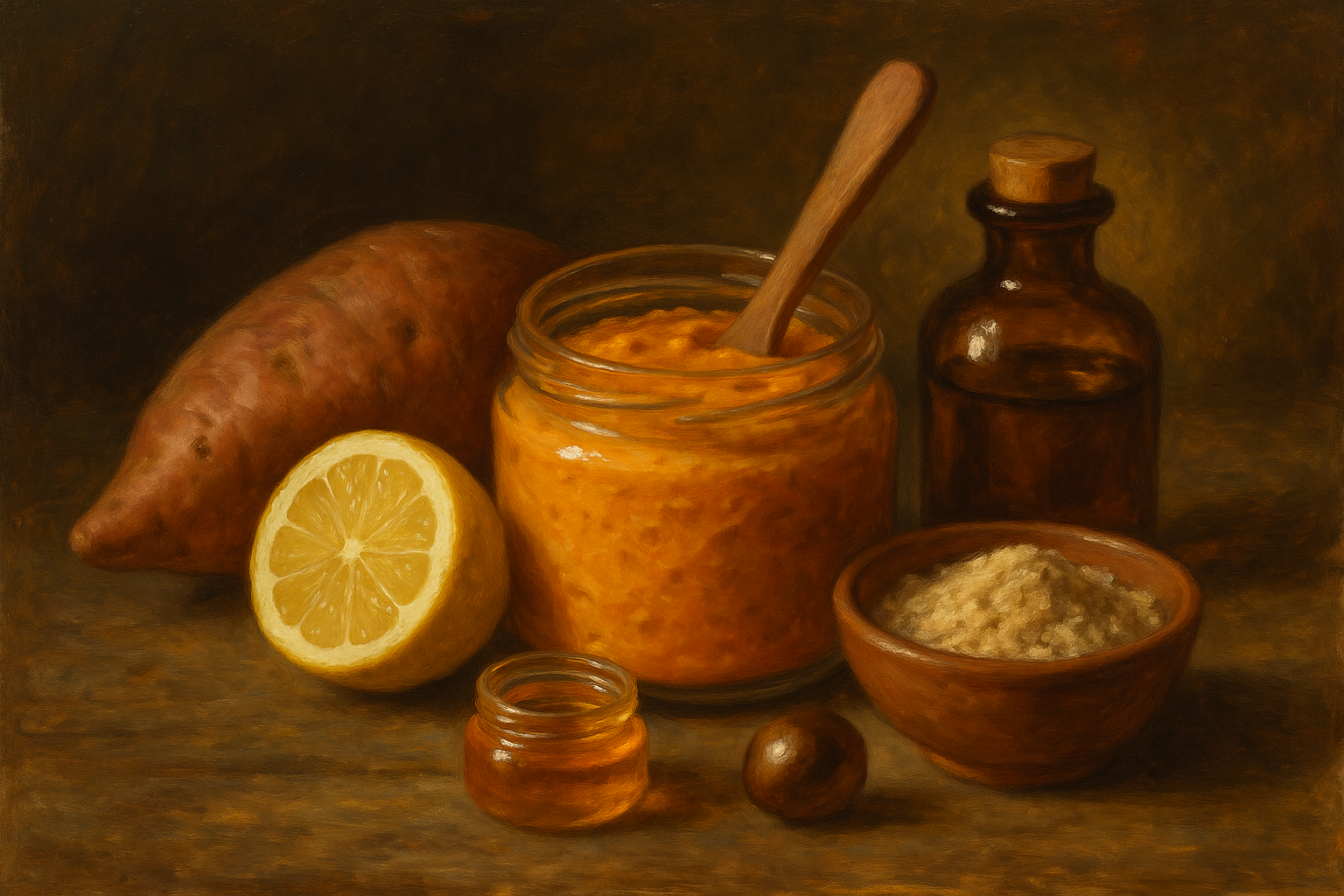 Image recette Masque Visage Coup d’Éclat à la Patate Douce et à l’Huile de M...