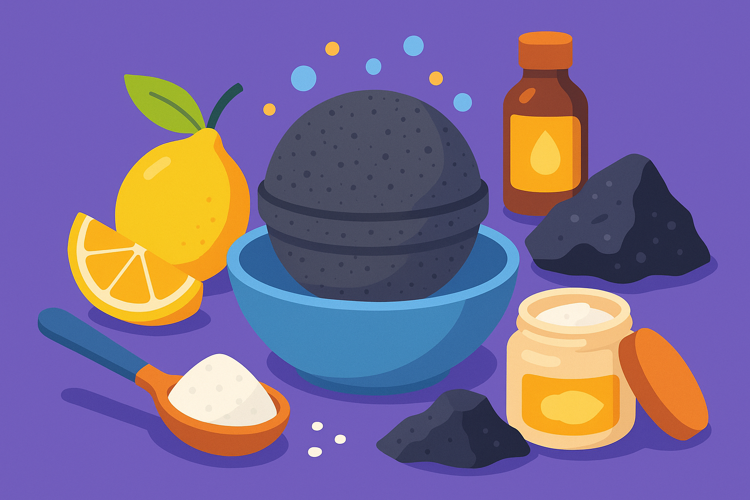 Image recette Bombe de Bain Effervescente Purifiante au Charbon Actif et Cit...