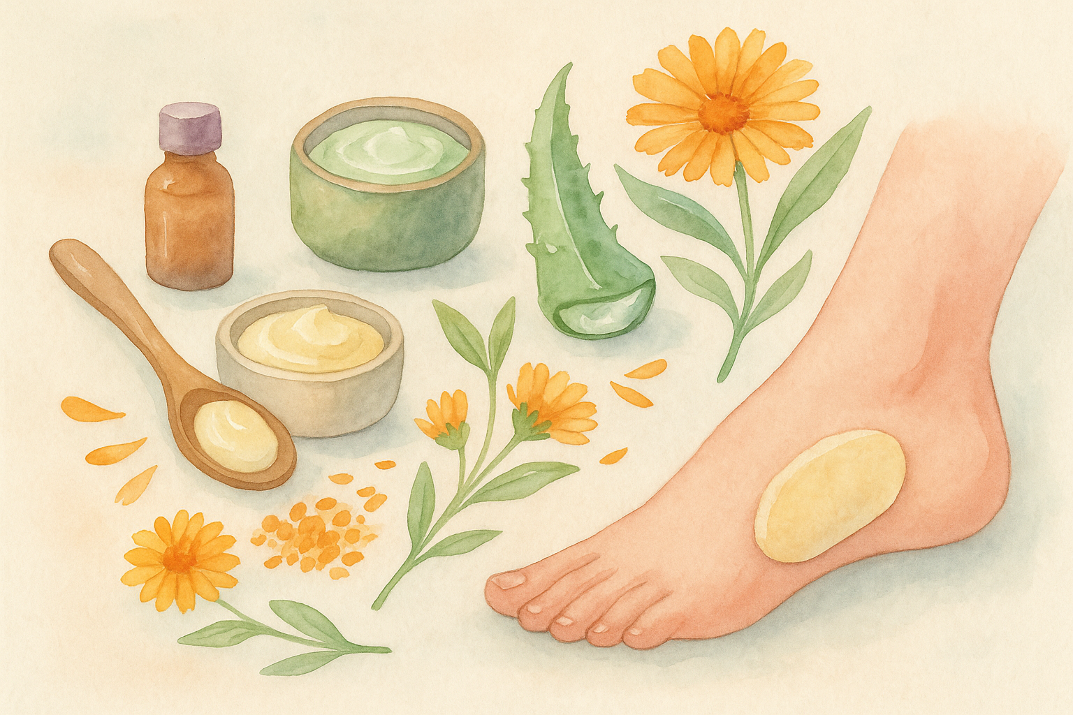 Image recette Patchs réparateurs nuit aux fleurs de calendula pour les pieds