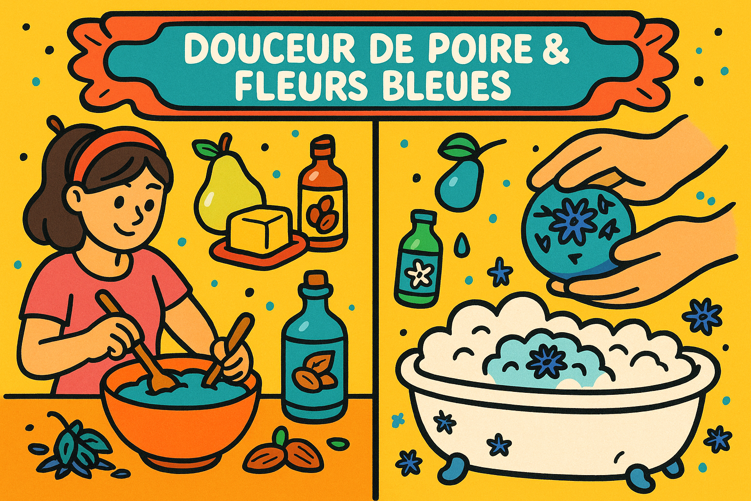 Image recette Pain Moussant DIY "Douceur de Poire & Fleurs Bleues"
