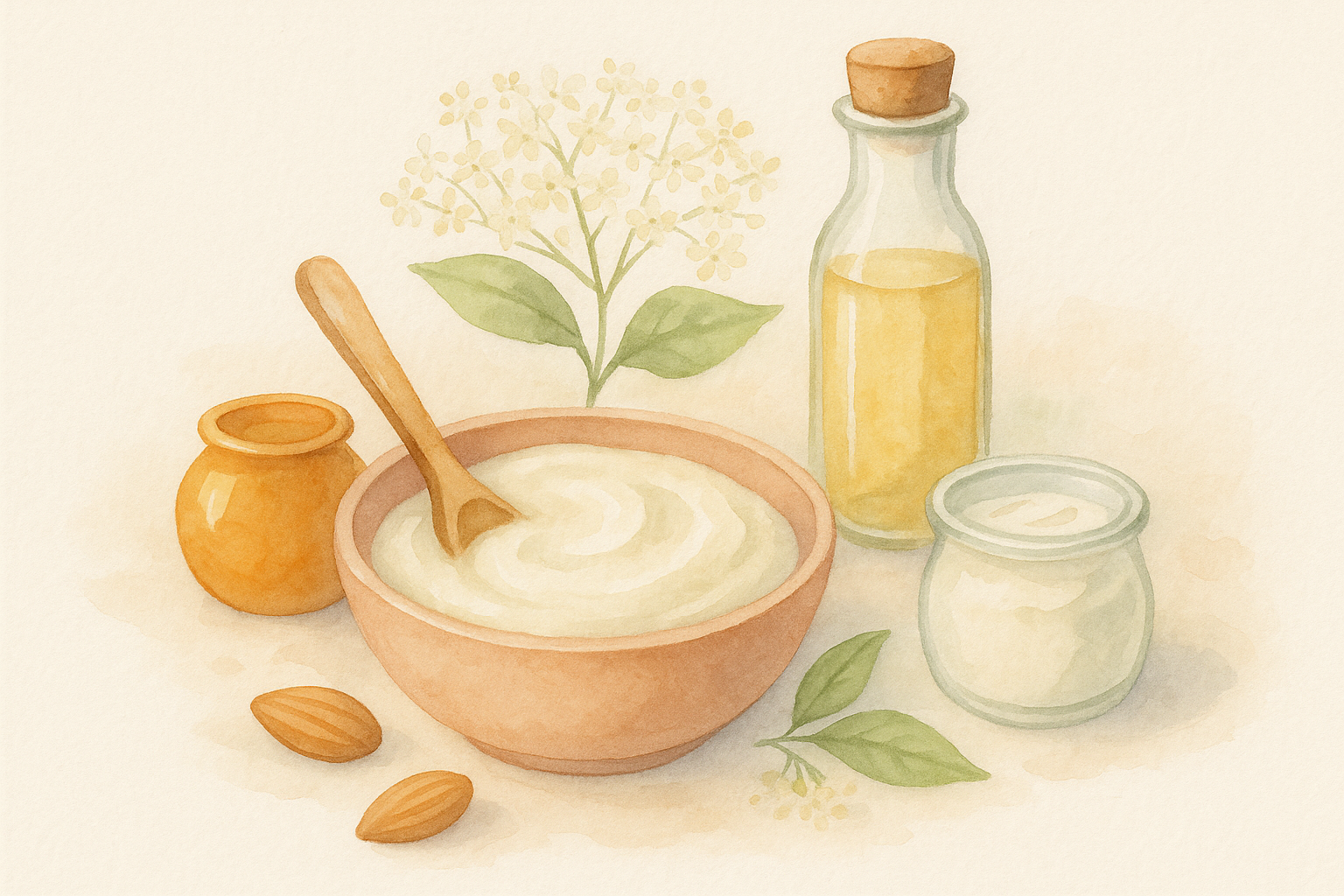 Image recette Masque Corps Éclatant au Yaourt, Miel et Fleur de Sureau