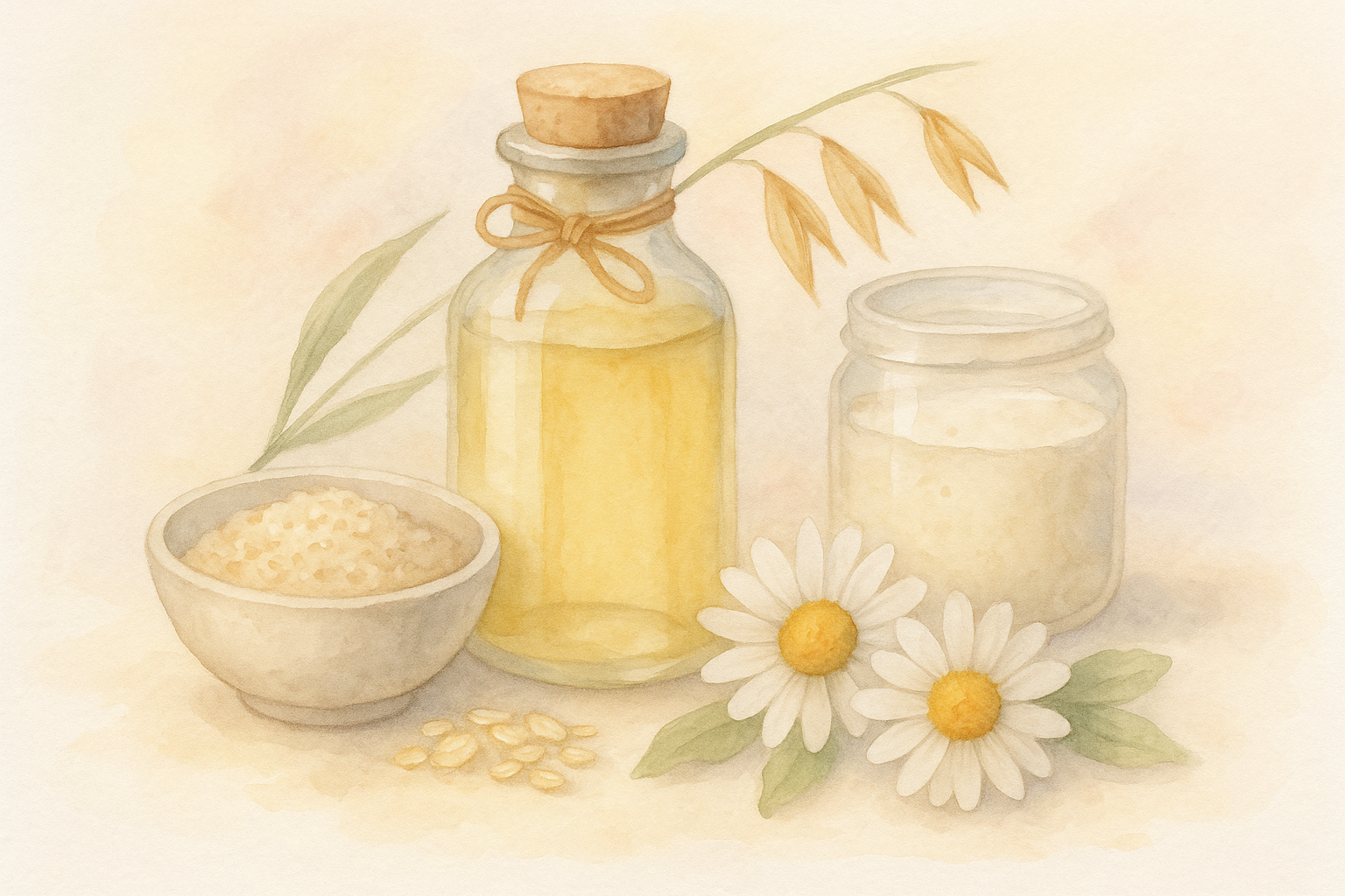 Image recette Huile de Bain Apaisante au Lait d'Avoine et Camomille