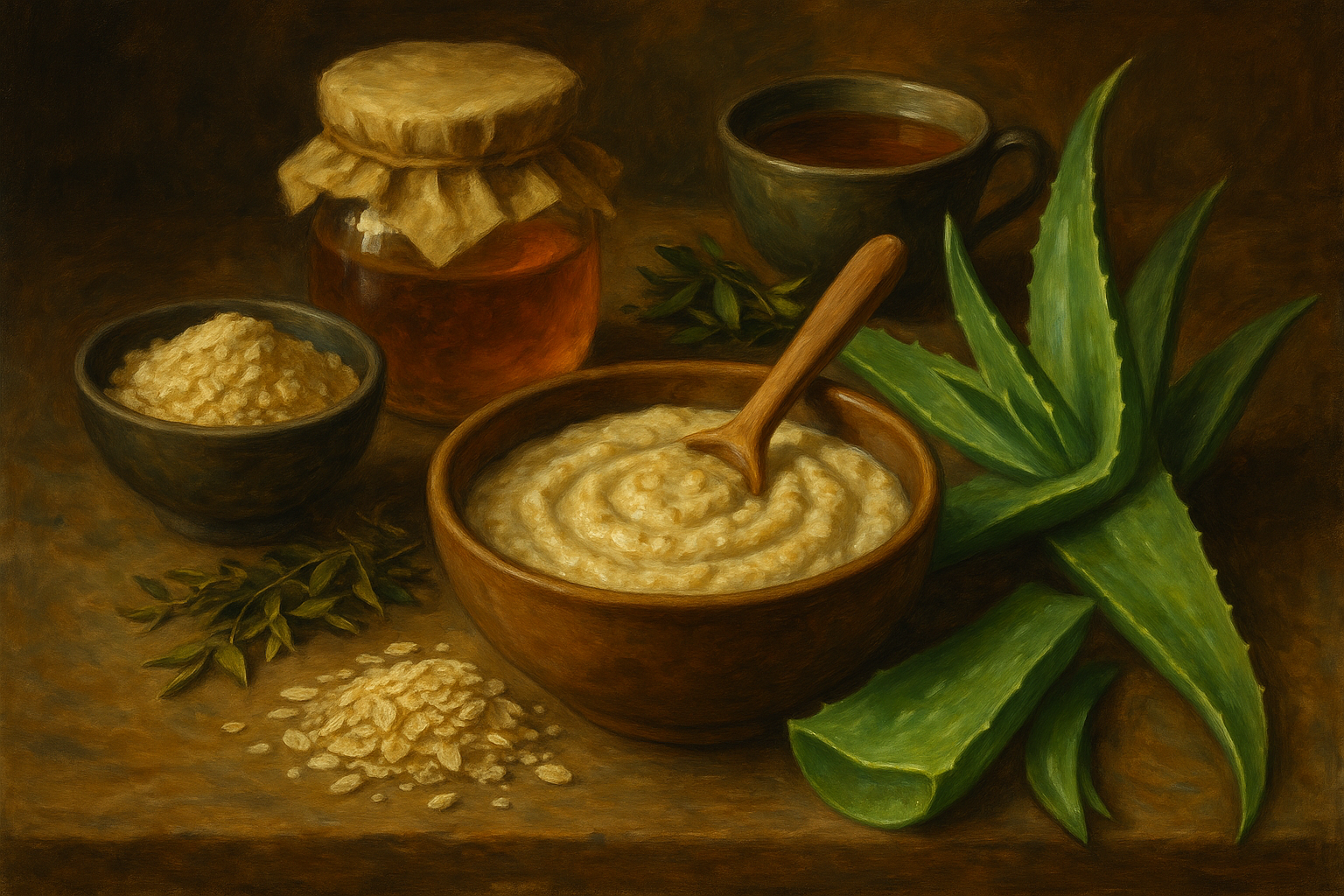 Image recette Masque Visage Apaisant au Thé Blanc, Miel et Poudre d'Avoine