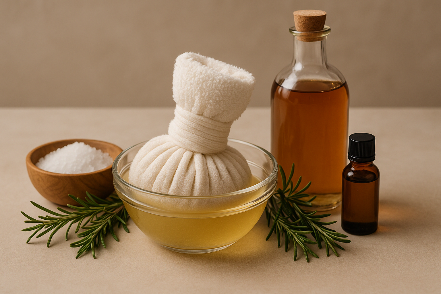 Image recette Compresse Réparatrice au Sel d’Epsom et Romarin – Soin Pieds A...