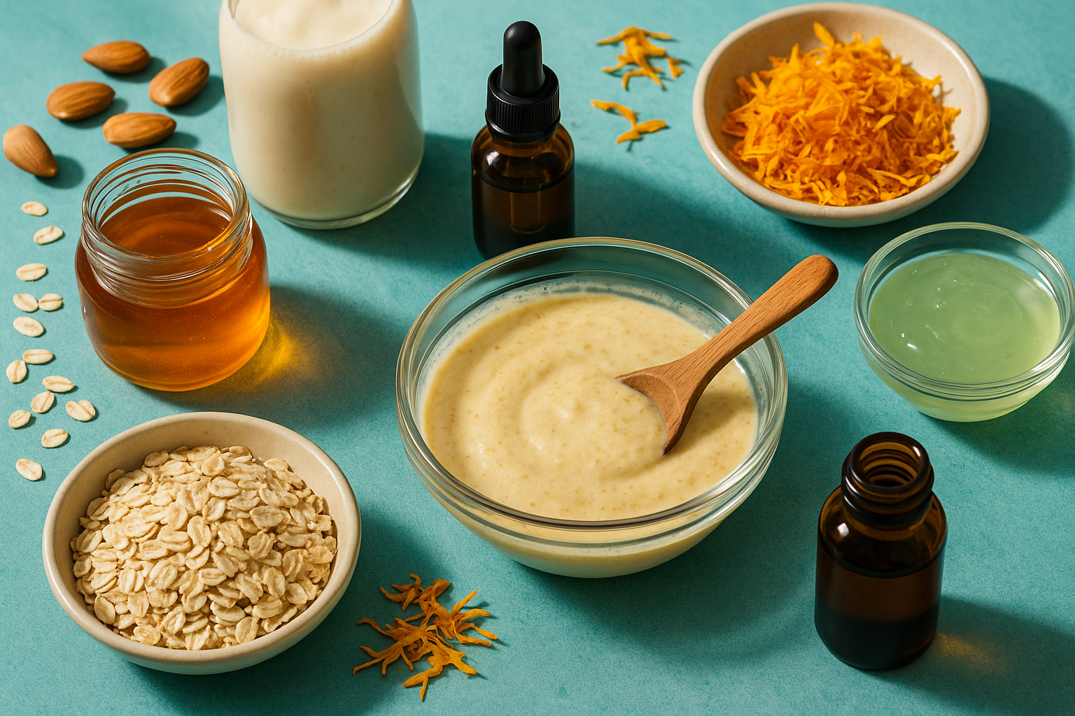 Image recette Masque Corps Réparateur au Lait d'Amande, Miel et Calendula