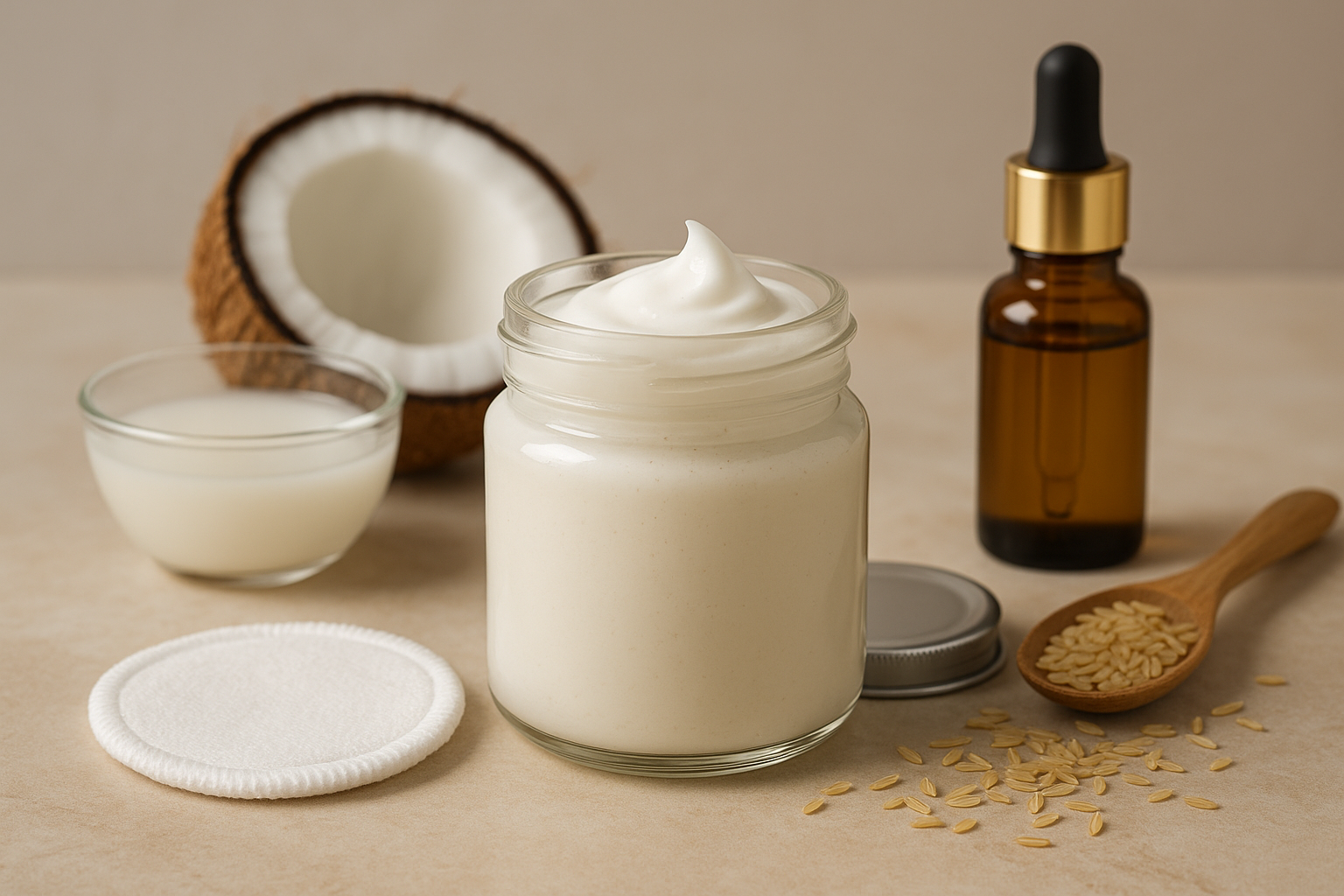 Image recette Démaquillant Maison Soyeux au Lait de Coco et Huile de Son de ...