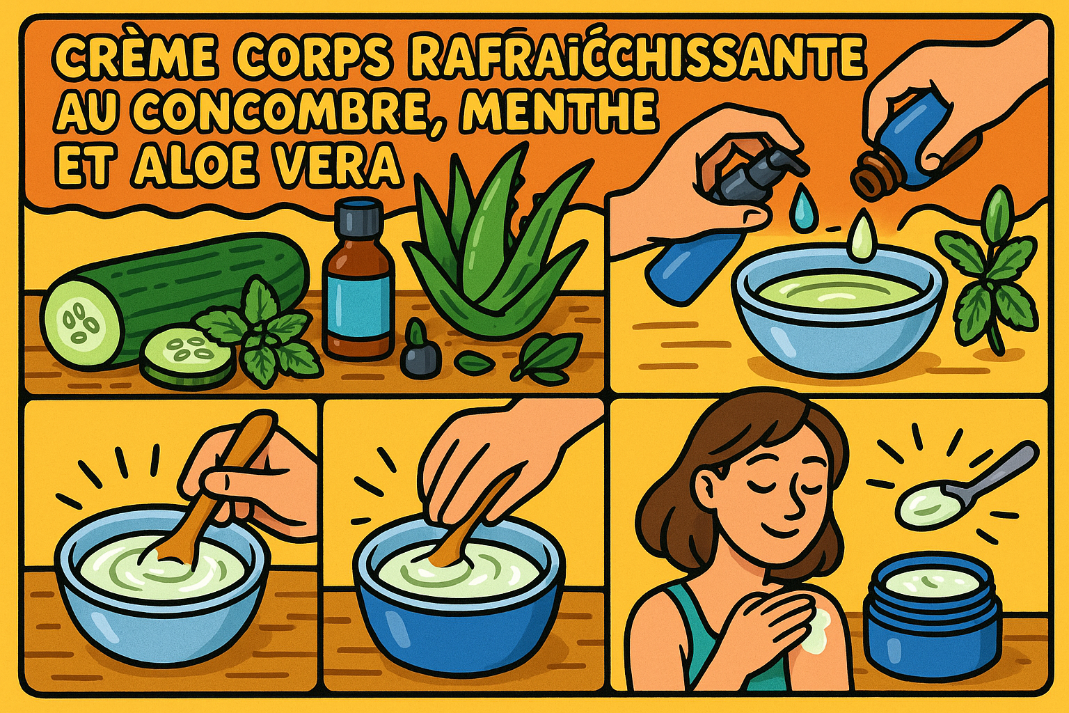 Image recette Crème Corps Rafraîchissante au Concombre, Menthe et Aloe Vera