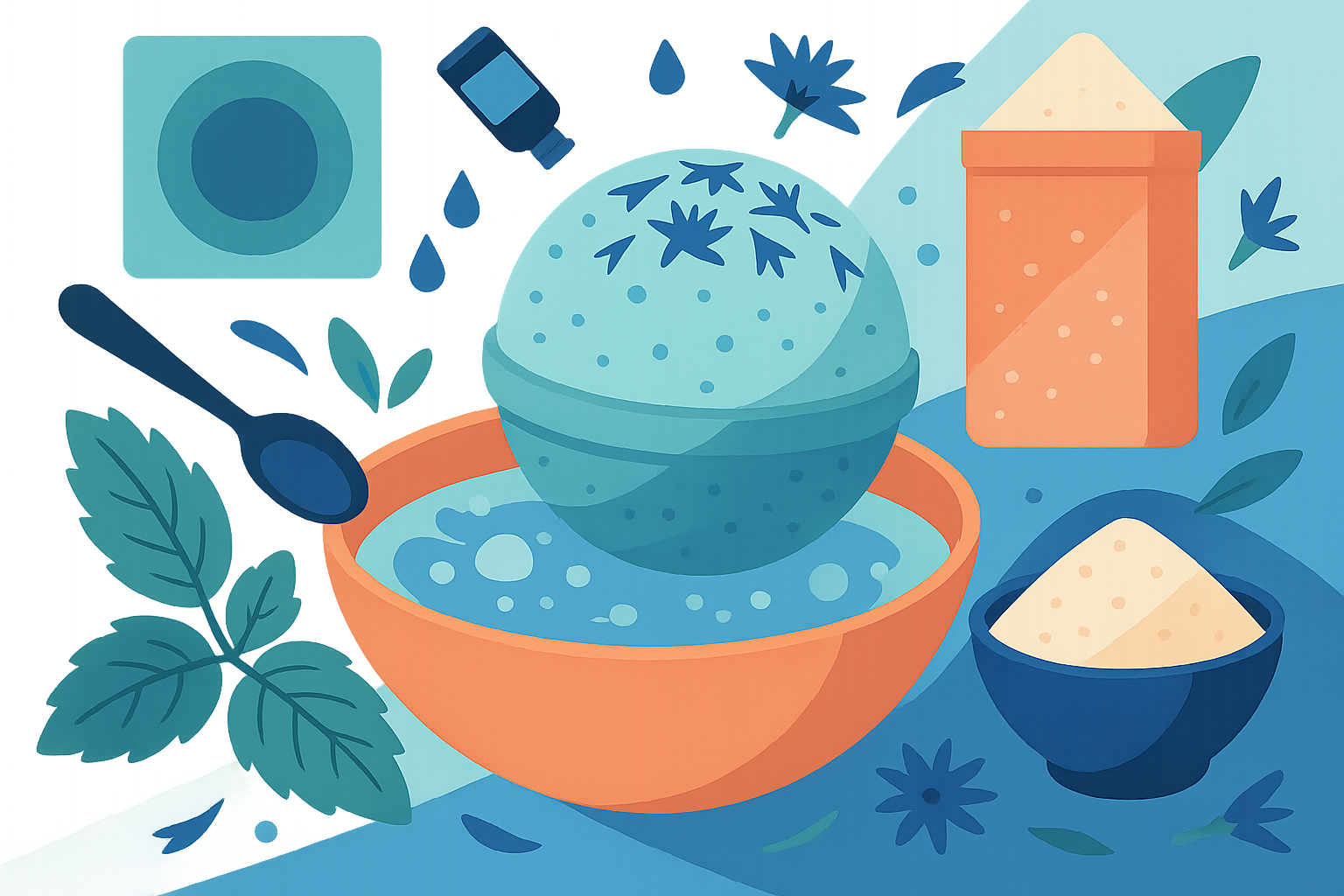 Image recette Bombe de Bain Éclat Polaire à la Menthe et Pétales de Bleuet