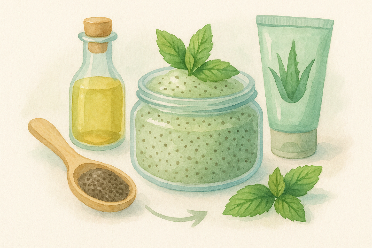 Image recette Exfoliant Corps Rafraîchissant à la Menthe Poivrée et Graines ...