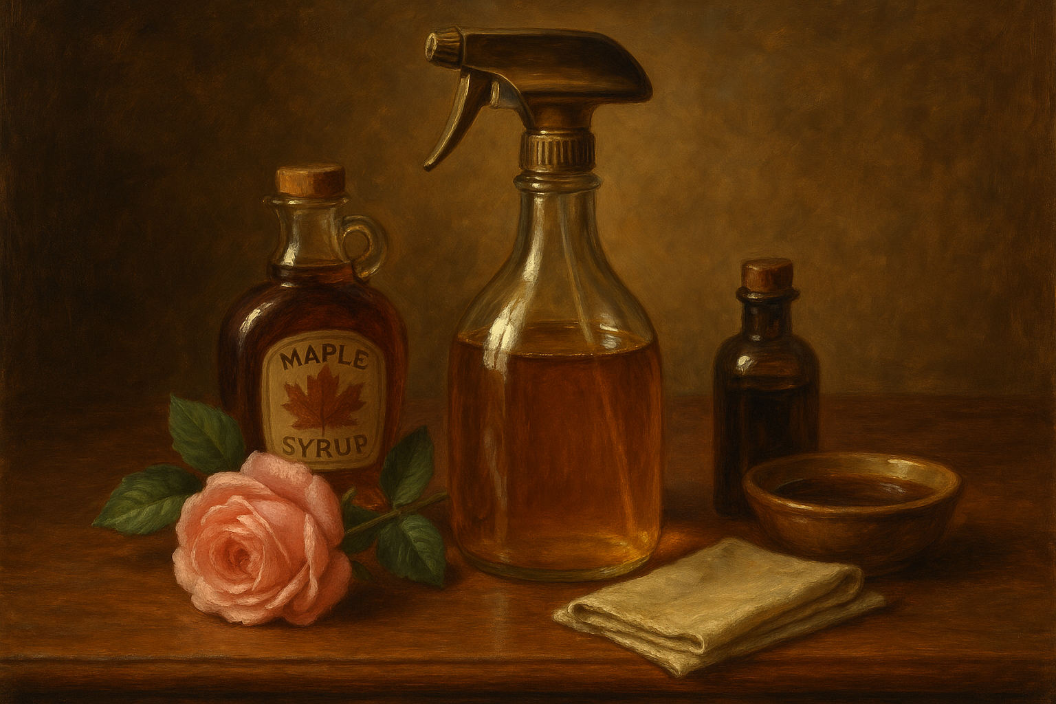 Image recette Bois Rayonnant : Nettoyant Meuble à l'Hydrolat de Rose et Siro...