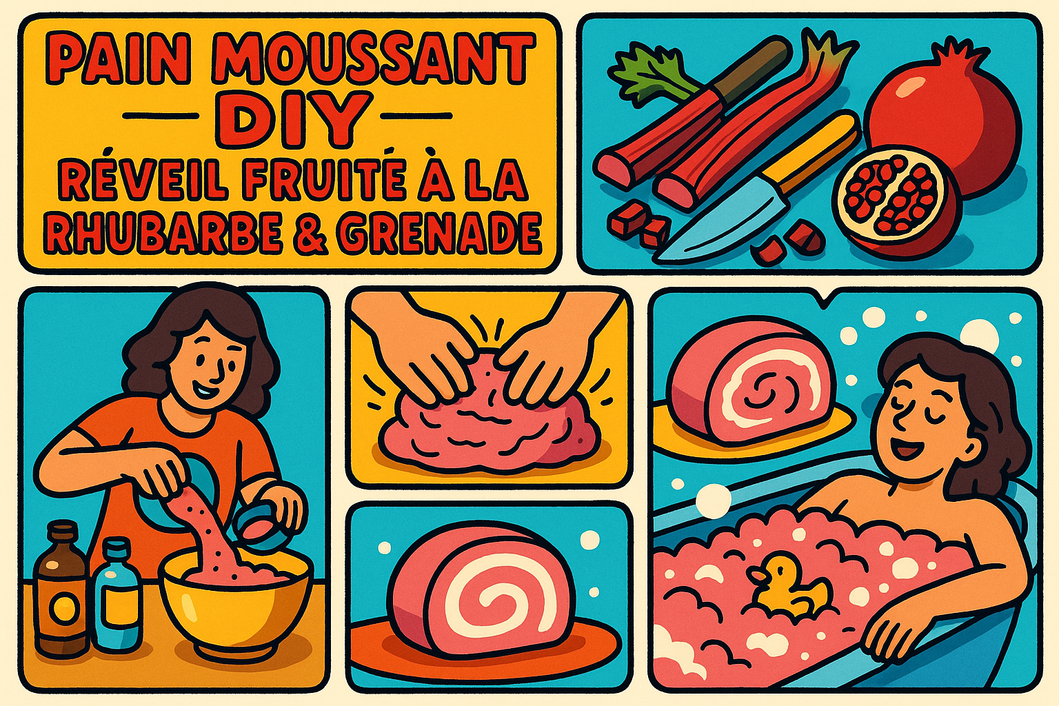 Image recette Pain Moussant DIY Réveil Fruité à la Rhubarbe & Grenade