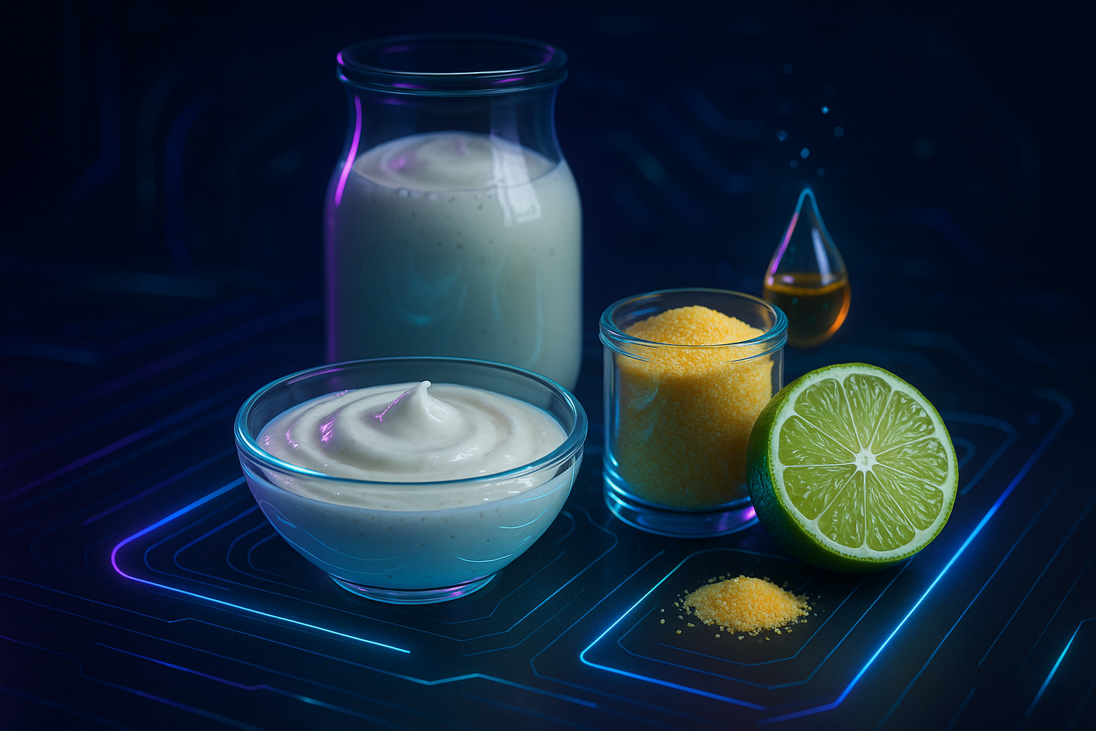 Image recette Nettoyant & Exfoliant Visage DIY au Yaourt Grec, Citron Vert e...