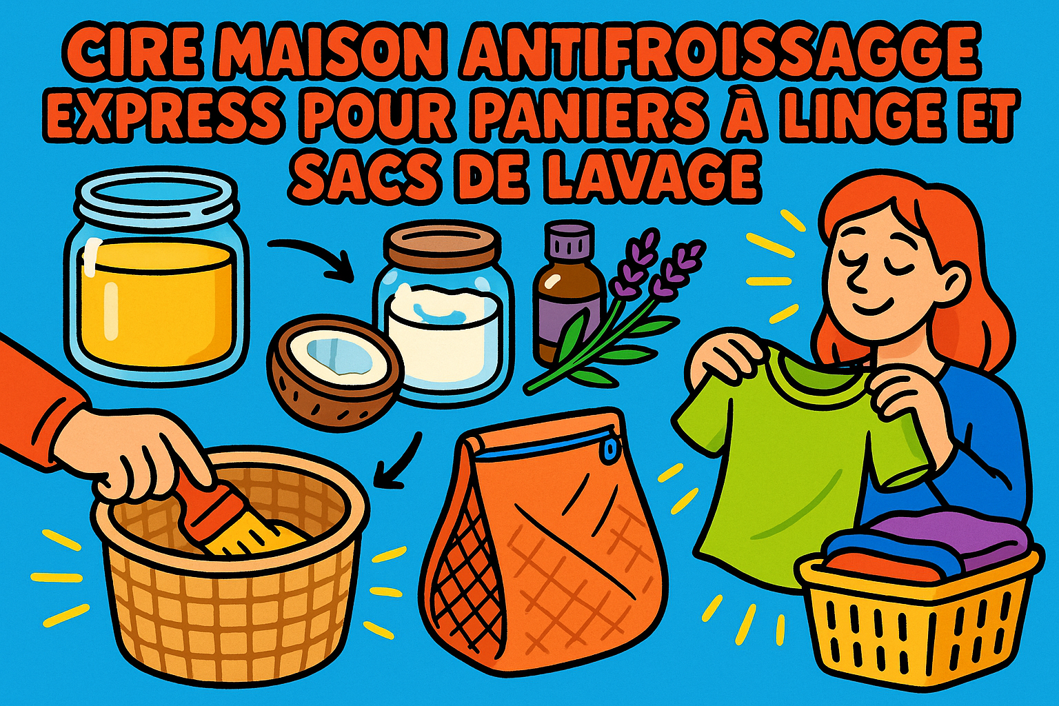 Image recette Cire Maison Antifroissage Express pour Paniers à Linge et Sacs...