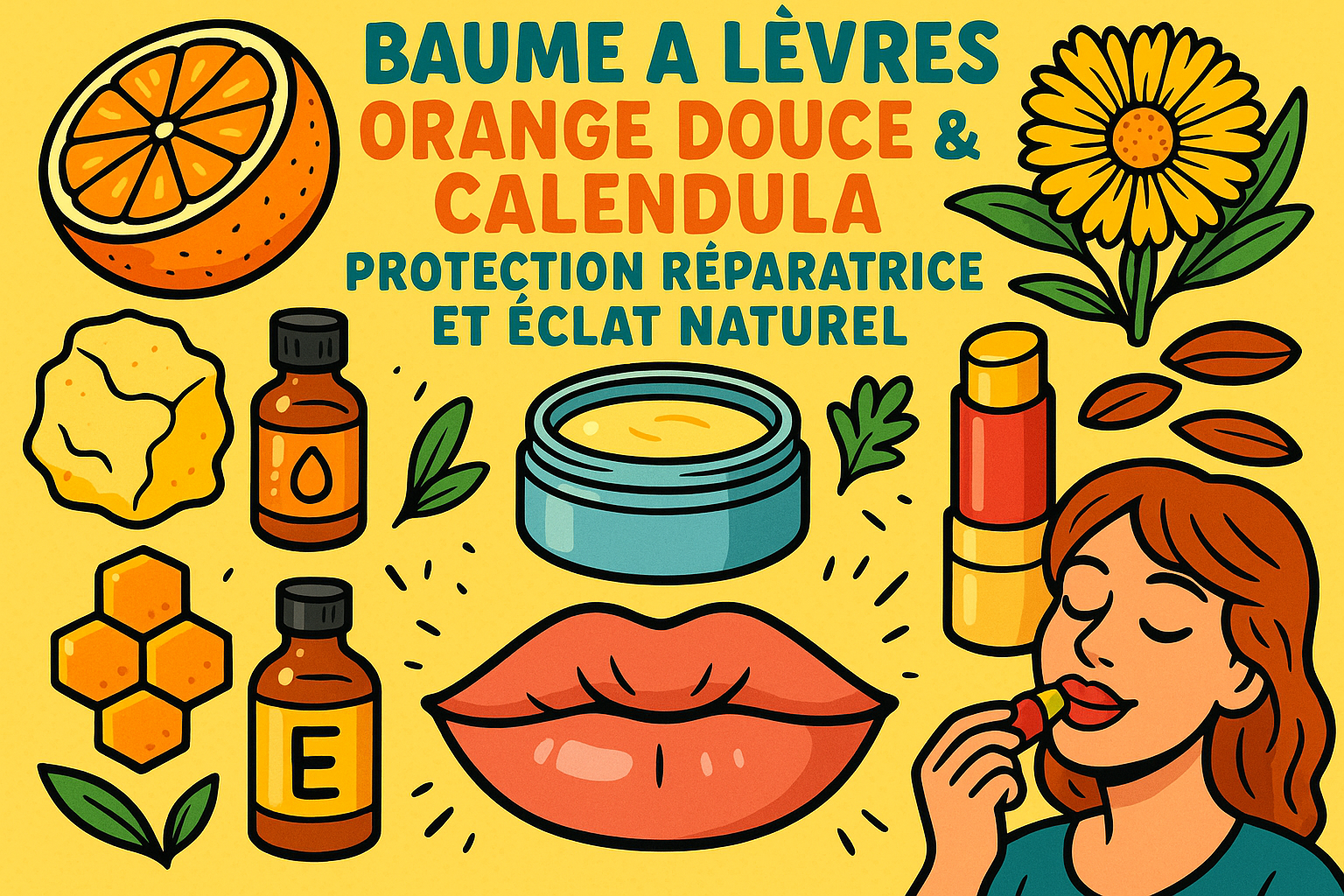 Image recette Baume à Lèvres Orange Douce & Calendula : Protection Réparatri...