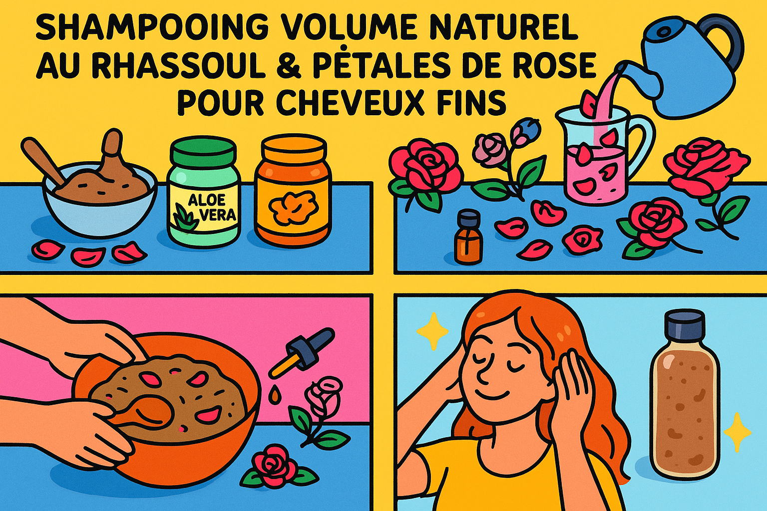 Image recette Shampoing Volume Naturel au Rhassoul & Pétales de Rose pour Ch...