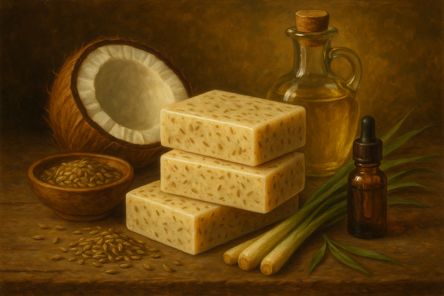 Image recette Savon Maison Exfoliant au Lait de Coco et Graines de Fenouil