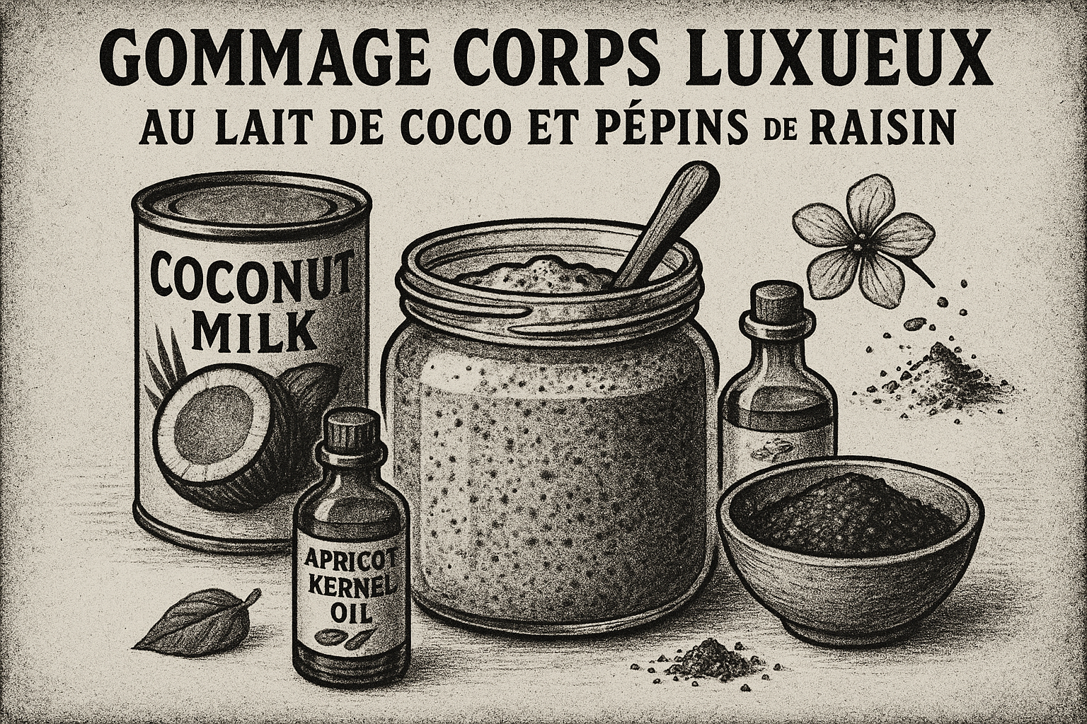 Image recette Gommage Corps Luxueux au Lait de Coco et Pépins de Raisin
