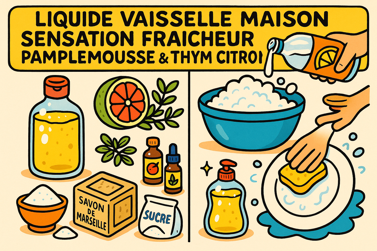 Image recette Liquide Vaisselle Maison Sensation Fraicheur Pamplemousse & Th...