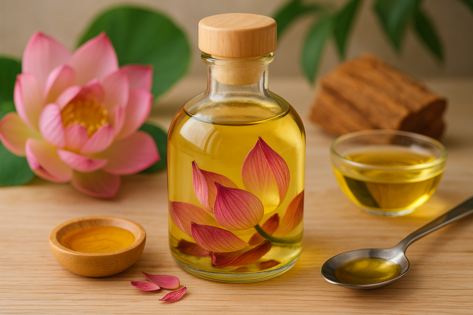 Image recette Huile de Bain Relaxante à la Fleur de Lotus et au Bois de Cèdre