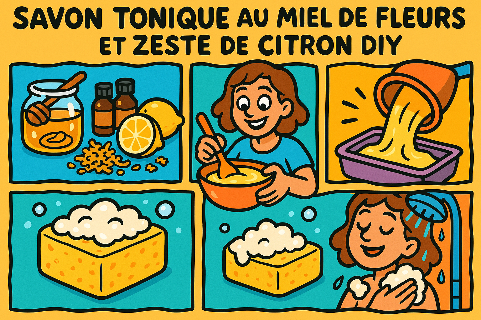 Image recette Savon Tonique au Miel de Fleurs et Zeste de Citron DIY