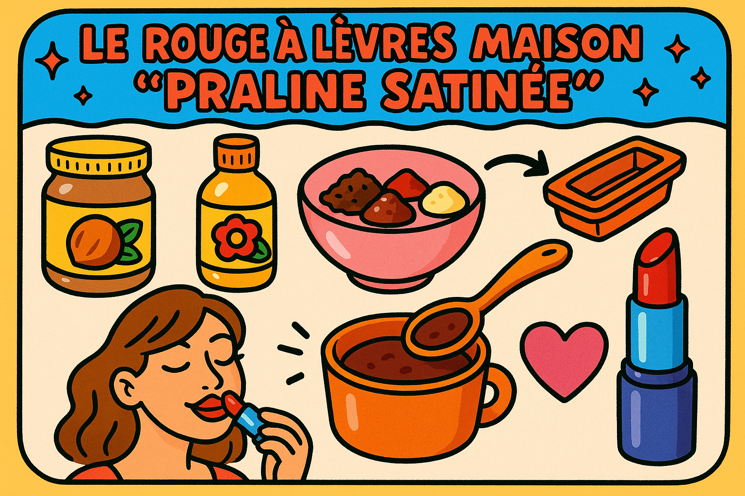 Image recette Rouge à Lèvres DIY "Praline Satiné" au Beurre de Noisette et Huile de Camelia