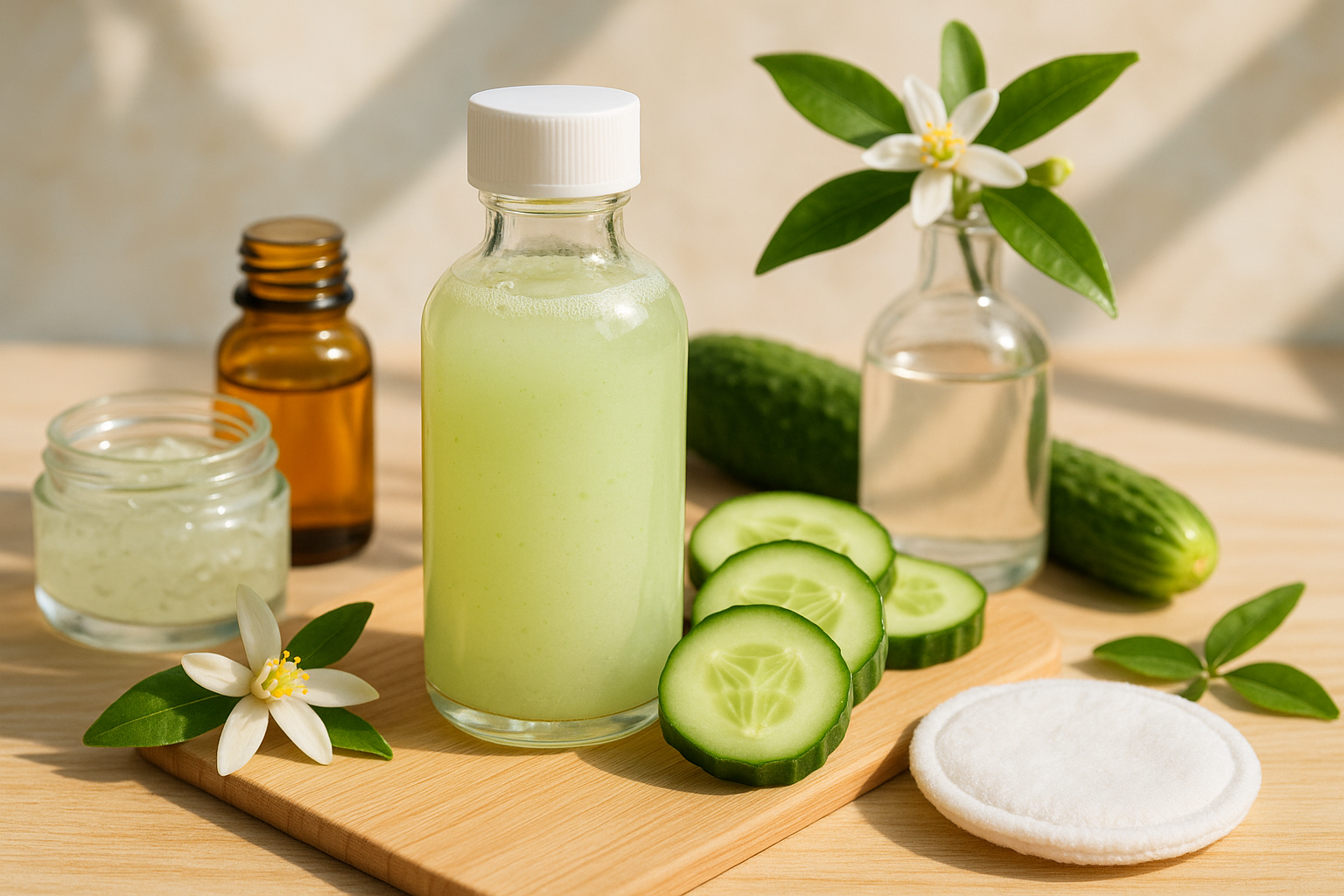 Image recette Démaquillant maison hydratant au concombre et fleur d'oranger