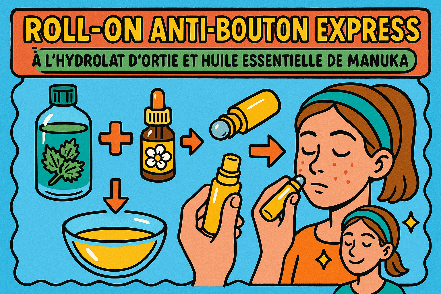 Image recette Roll-On Anti-Bouton Express à l'Hydrolat d'Ortie et Huile Esse...