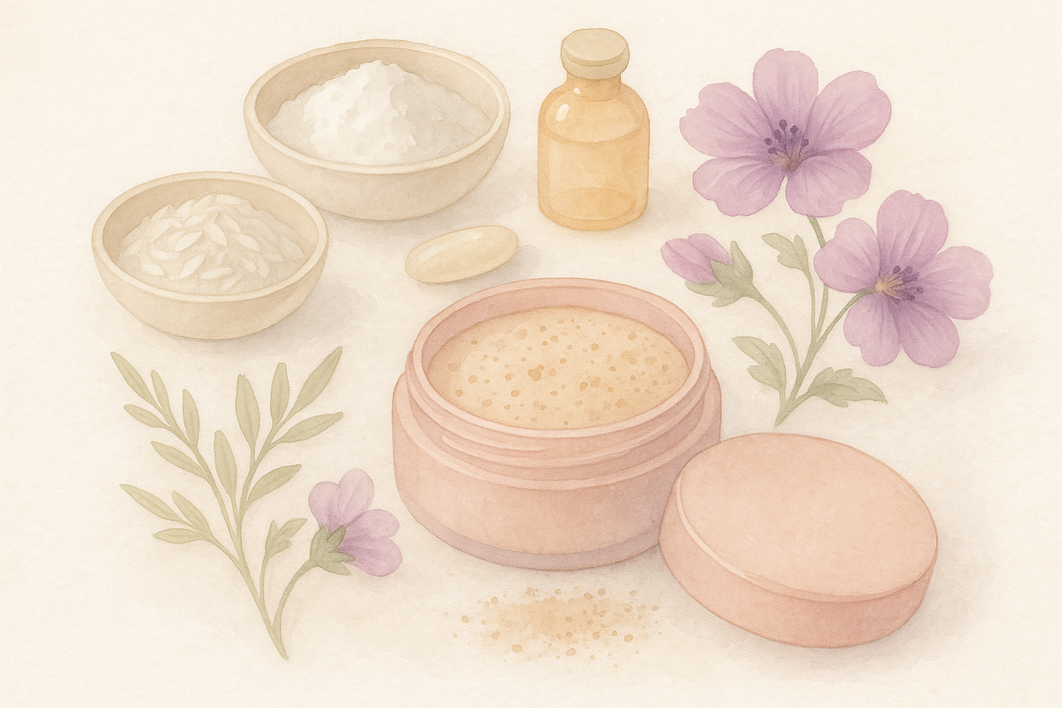Image recette Poudre Visage "Fleur de Riz & Mauve" : Matité Naturelle et Tei...