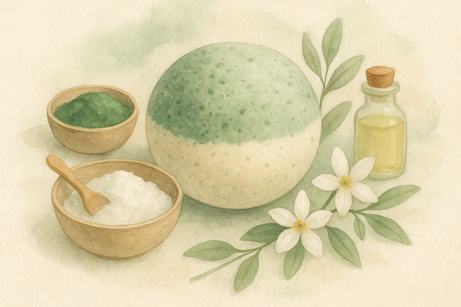 Image recette Bombe de Bain Effervescente au Jasmin et Spiruline