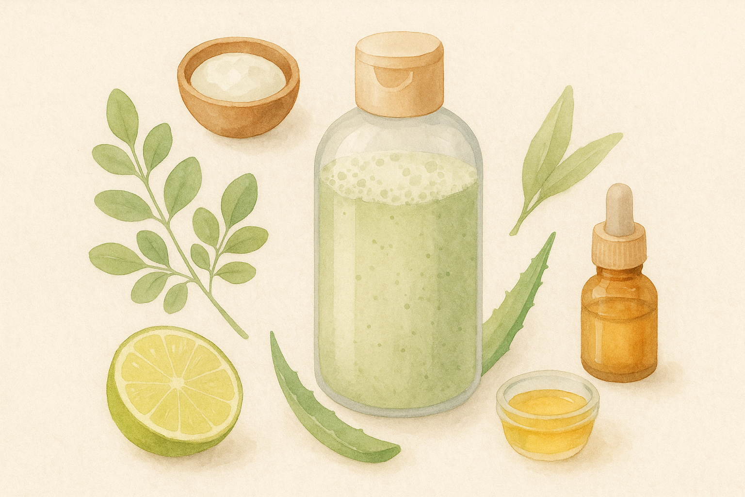Image recette Shampoing Équilibrant au Moringa & Citron Vert pour Cheveux Mi...