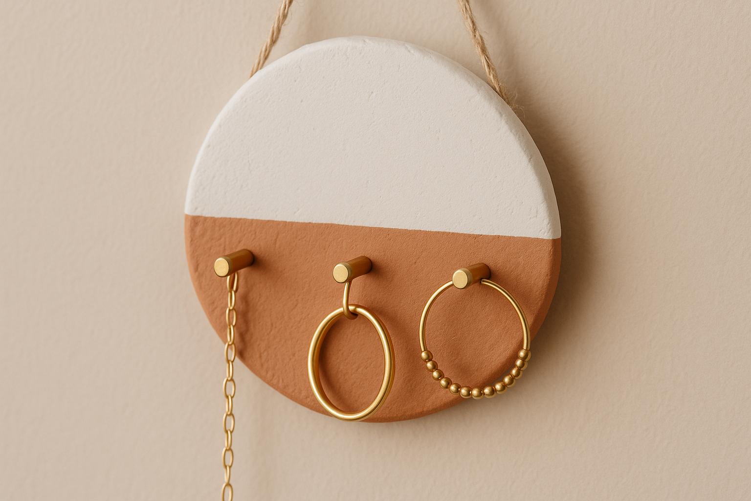 Image recette Porte-bijoux Mural Minimaliste en Argile Auto-durcissante