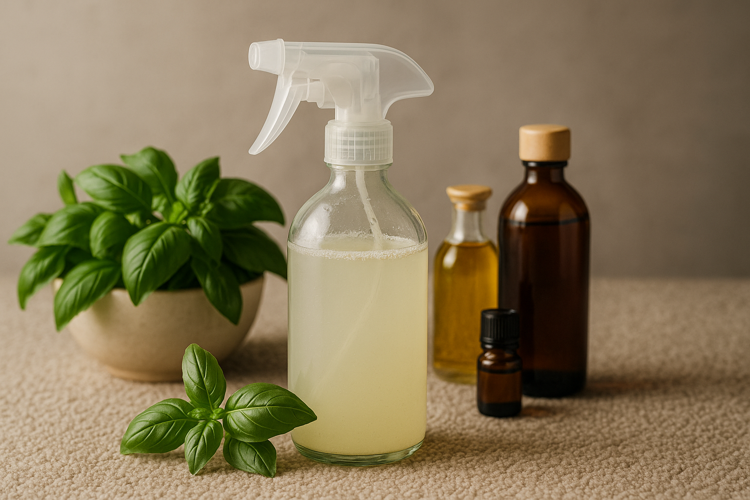 Image recette Spray Raviveur Anti-Poussière pour Moquette et Tapis au Basilic et Vinaigre de Riz