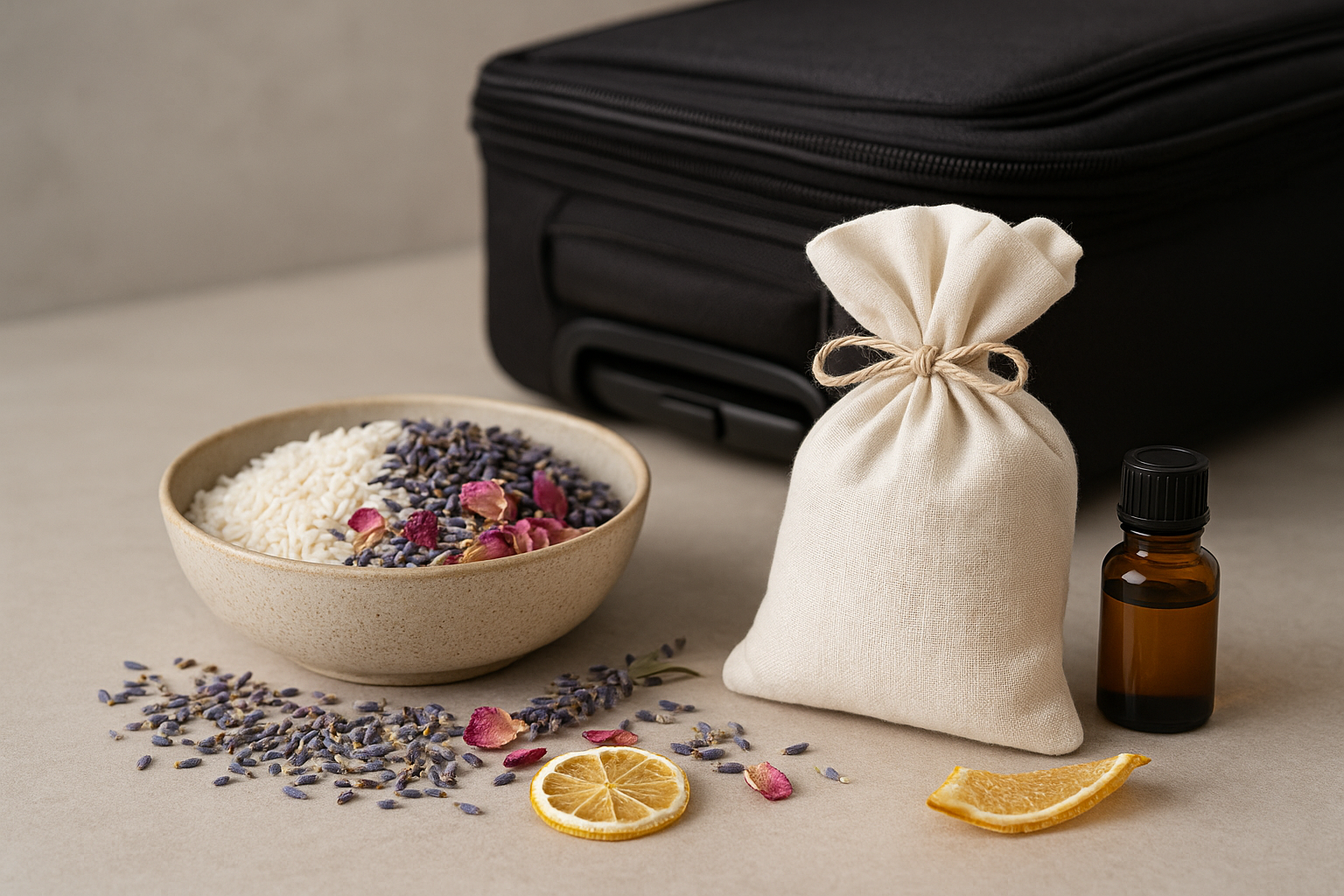 Image recette Desodorisant DIY en Sachets de Céréales et Fleurs Sèchées pour Valises
