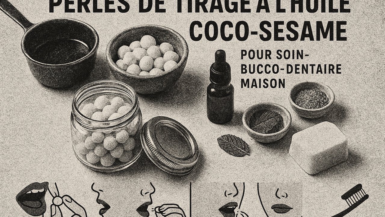 Image recette Perles de tirage à l'huile coco-sésame pour soin bucco-dentaire maison