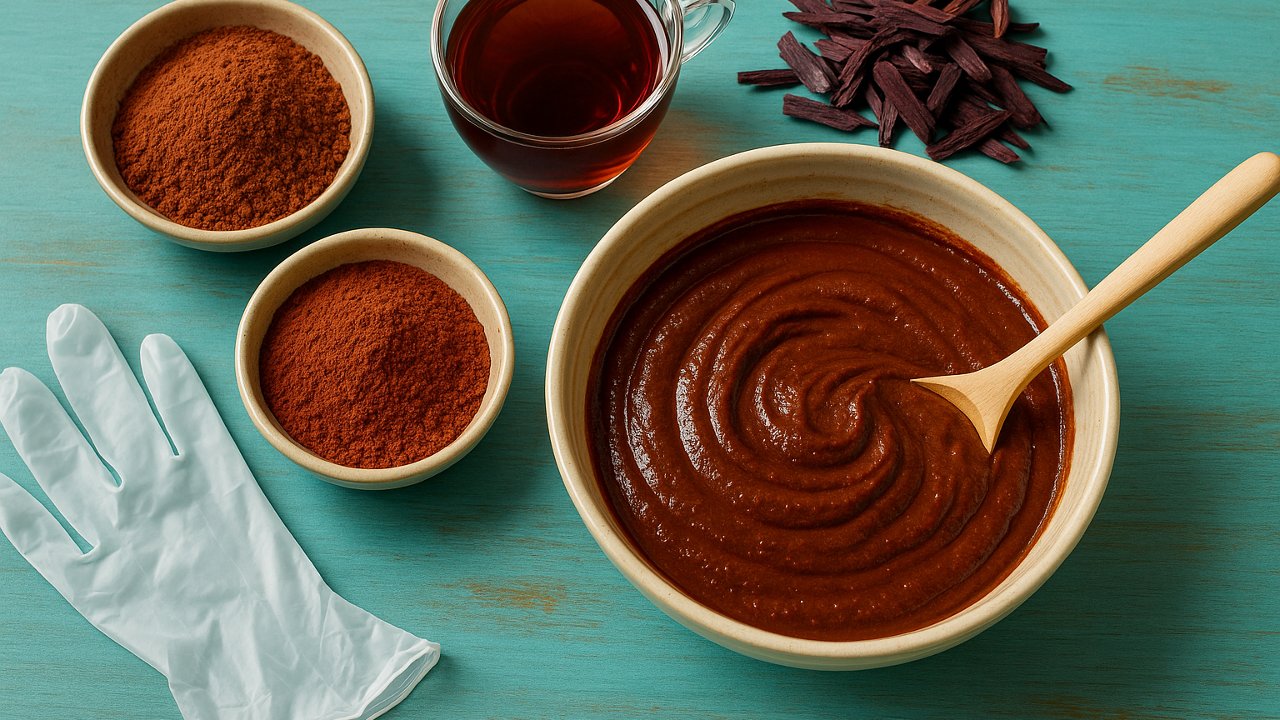 Image recette Reflets Acajou Fumé : Coloration Végétale Maison à la Garance et au Bois de Campeche